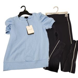 Who What Wear Blue Top And Black Leggings Size XS